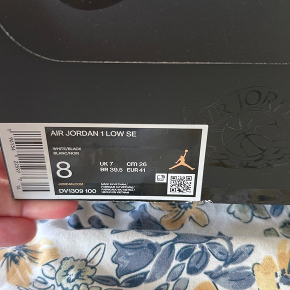 Nike Air Jordan 1 Low Black White Patent Sneakers - Picture 6 of 6